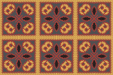 Traditional ikat & ethnic seamless pattern with geometric tribal background for oriental embroidery design Ethnic tribal shape blue color. Batik, ikat