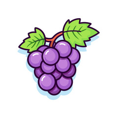 Grape fruit cartoon grapes vector icon logo illustration purple food nature icon concept flat cartoon drawing art isolated