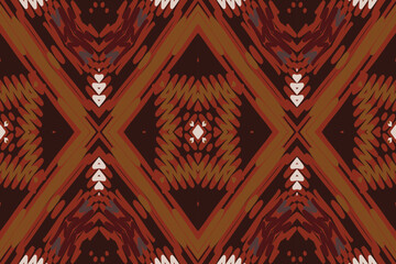 Traditional ikat & ethnic seamless pattern with geometric tribal background for oriental embroidery design Ethnic tribal shape blue color. Batik, ikat