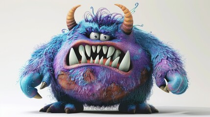 Colorful Expressive cute 3D cartoon monster character