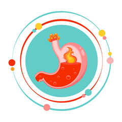 Stomach acid heartburn vector illustration graphic icon