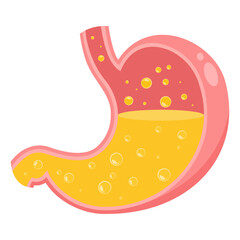 Stomach acid heartburn vector illustration graphic icon