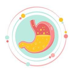 Stomach acid heartburn vector illustration graphic icon