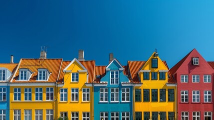 Fototapeta premium beautiful colorful houses next to a pier and a lake during the day