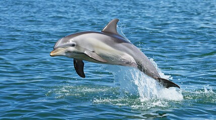 Fototapeta premium Nature: Dolphins Jumping at Sea in a Majestic Display