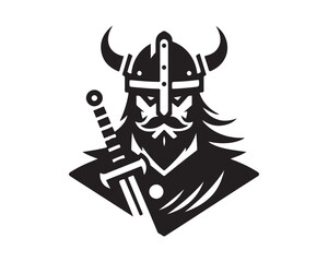 Viking Logo Design Vector Template. Human Viking Logo Design Icon Symbol Vector Illustration.