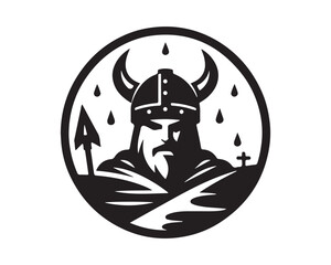 Viking Logo Design Vector Template. Human Viking Logo Design Icon Symbol Vector Illustration.