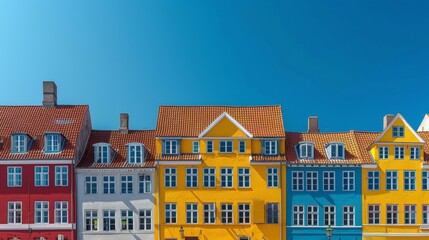 Fototapeta premium beautiful colorful houses next to a pier and a lake during the day