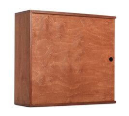 Closed wooden wine box isolated on white