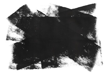 Abstract black ink painting isolated on white, top view