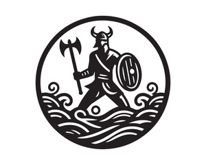 Viking Logo Design Vector Template. Human Viking Logo Design Icon Symbol Vector Illustration.