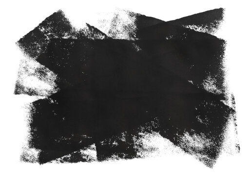 Abstract black ink painting isolated on white, top view