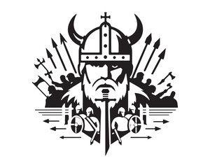 Viking Logo Design Vector Template. Human Viking Logo Design Icon Symbol Vector Illustration.