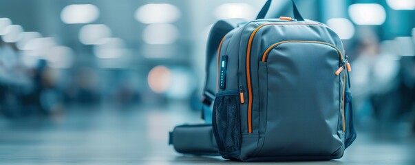 Smart backpacks with built-in charging ports and digital screens, back to school technology, showcasing futuristic school gear for tech-savvy students