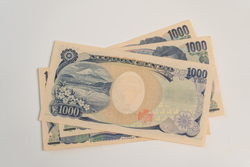 Japanese Yen banknote on white background
