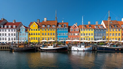 Obraz premium beautiful colorful houses next to a pier and a lake during the day