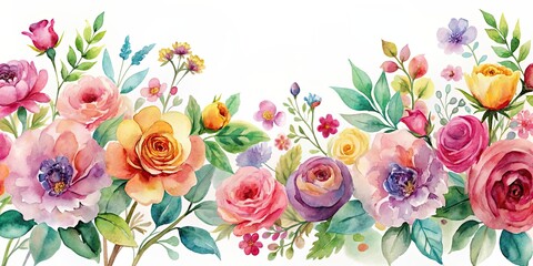 Watercolor flowers spreading in an artistic design, watercolor, art, flowers, painting, creativity, floral, abstract
