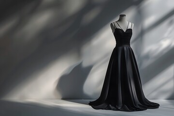 An elegant silhouette of a bride in a long wedding gown illustrates the beauty of a woman's fashion and style