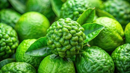 Vibrant close-up of fresh green bergamot citrus fruit , Bergamot, green, citrus, fresh, vibrant, close-up, healthy, natural