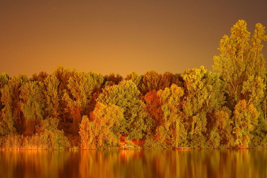 Magical evening on the river Tisa in Novi Becej.