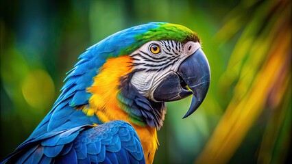 Obraz premium Vibrant portrait of a Blue & Gold Macaw, macaw, bird, colorful, tropical, feathers, exotic, wildlife, nature, beautiful
