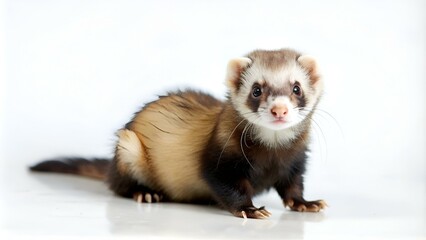 Ferret (Mustela putorius furo) on white background