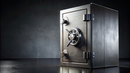 Steel bank safe with combination lock on a dark background, safe, steel, bank, security, protection, combination lock