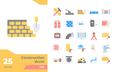 Construction Work Flat Icons