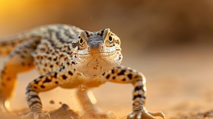 Predatory reptile in pursuit of prey, raw instincts guiding its swift actions, dramatic scene capturing the intensity of the hunt