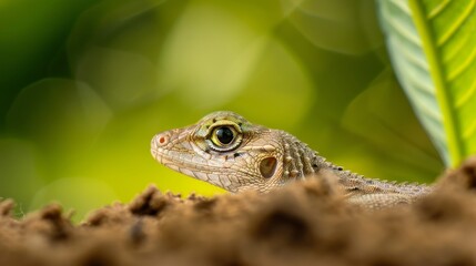 Obraz premium Reptile navigating its habitat with precision, instincts guiding each movement, detailed focus on its interaction with the environment