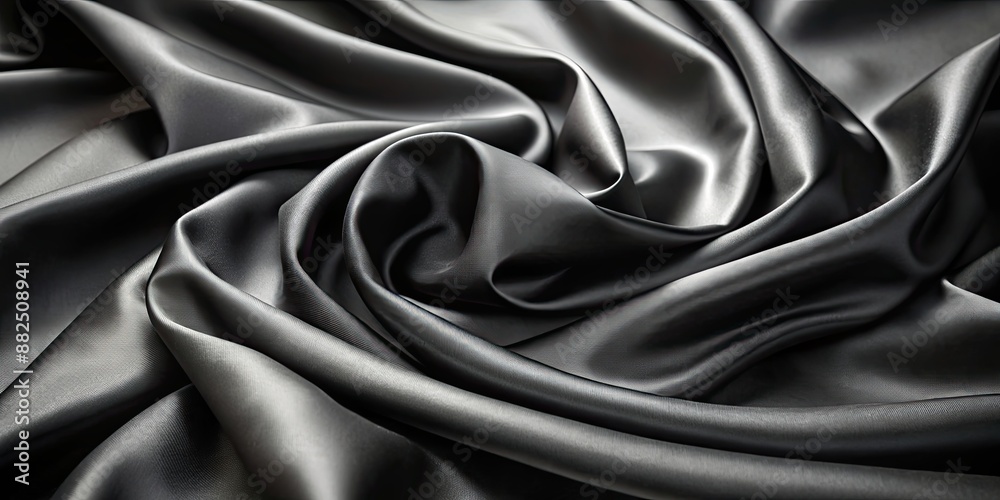 Canvas Prints Smooth black satin fabric with soft folds on dark background , satin, fabric, background, black, silk, cloth, material, smooth, shiny