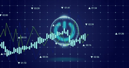 Analyzing stock market data, digital graph showing financial trends and statistics