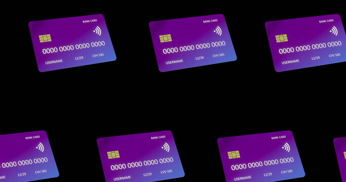 Bank cards with contactless payment feature arranged in seamless pattern - Powered by Adobe