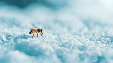 Fototapeta premium Unique arctic ecosystem, tiny insects thriving amidst snow and ice, showcasing the diverse creatures adapted to extreme cold