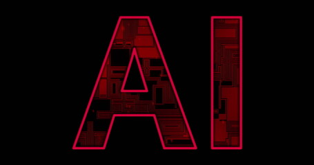 AI letters with circuit board design representing artificial intelligence technology