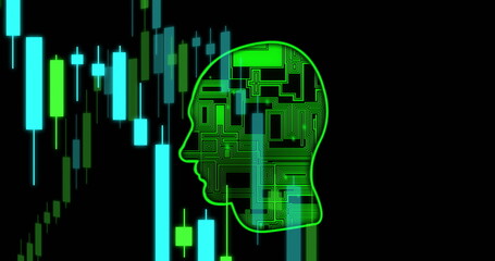 Digital head silhouette with circuit pattern, representing AI technology innovation