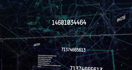 Visualizing digital financial data with numbers and network connections, representing finance