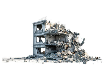 Fototapeta premium Collapsed Building Rubble PNG Transparency Isolated Image