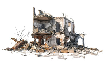 Fototapeta premium Collapsed Building Rubble PNG Transparency Isolated Image