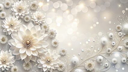 White flowers with sparkling embellishments, white, flowers, sparkling, embellishments, decoration, decorative, bright, shiny