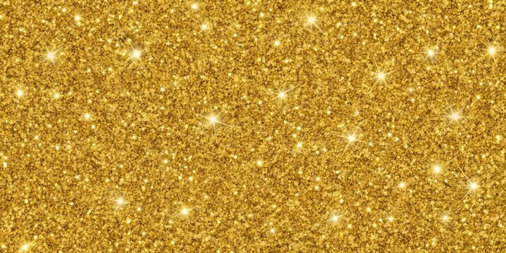 Seamless gold glitter texture isolated on golden background. Sparkle sequin tinsel yellow bling, gold, glitter, texture