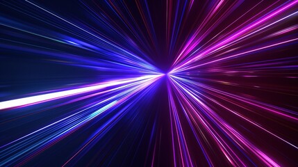 Obraz premium Hyperspace Warp 3D Render with Blue and Purple Light Lines