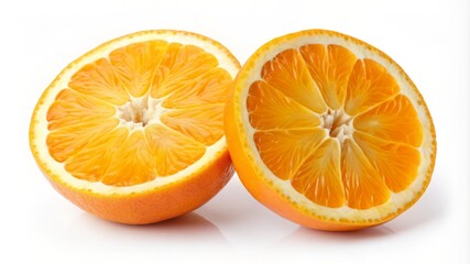 Two oranges are cut in half and placed side by side