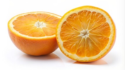 Two oranges are cut in half and placed side by side
