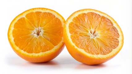 Two oranges are cut in half and placed side by side