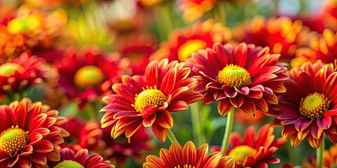 Fototapeta premium Vibrant red and yellow flowers creating a beautiful and colorful background, floral, nature, summer, garden, bright