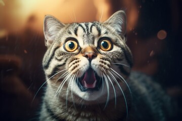 Fototapeta premium Portrait of a surprised cat Scottish Straight