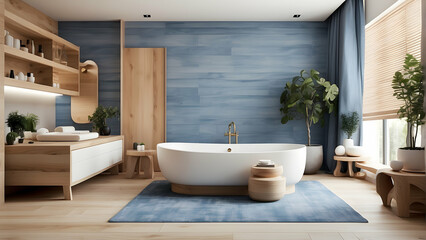 Contemporary bathroom with sleek wooden finish