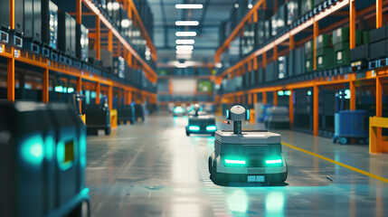 Industrial robots in modern warehouses
