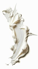  Liquid white cream smear isolated on white background. Beauty cosmetic smudge such as hair conditioner, creamy lotion, facial retinol serum, mask balm, cleanser, shower gel or shampoo top view